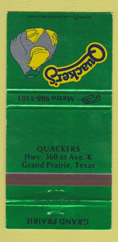 Matchbook Cover - Quaker's Grand Prairie TX 30 Strike