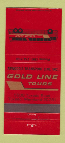 Matchbook Cover - Atwood's Gold Line Bus Tours Tuxedo MD 30 Strike