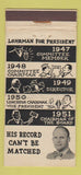 Matchbook Cover - Lohrman for President WEAR 30 Strike