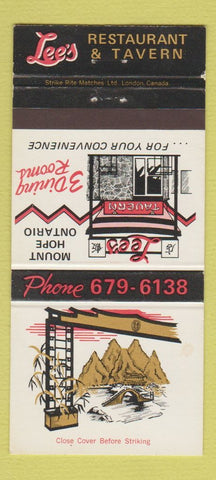 Matchbook Cover - Lee's Chinese Restaurant Tavern Mount Hope ON 30 Strike