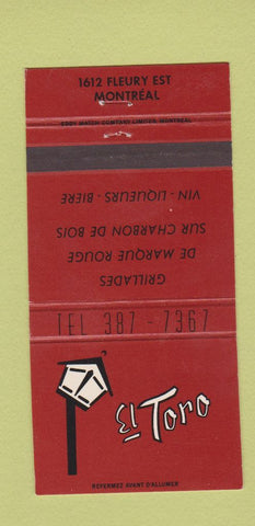 Matchbook Cover - El Toro Montreal QC 30 Strike
