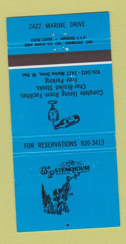 Matchbook Cover - C&P Steak House Vancouver? BC WEAR 30 Strike