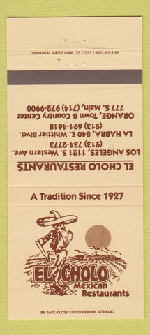 Matchbook Cover - El Cholo Mexican Los Angeles La Habra Orange CA 30 Strike