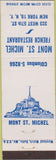 Matchbook Cover - Mont St Michel French Food New York City