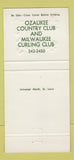 Matchbook Cover - Ozaukee Country Club Milwaukee WI Curling Christmas 30 Strike