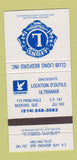 Matchbook Cover - Lions Club Bedford QC 30 Strike