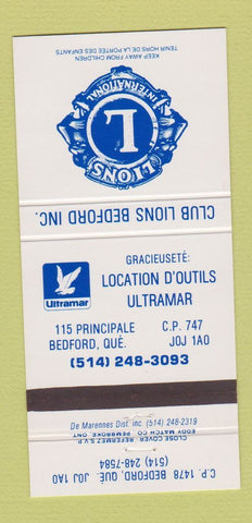 Matchbook Cover - Lions Club Bedford QC 30 Strike