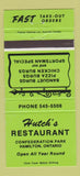 Matchbook Cover - Hutch's Restaurant Hamilton ON GREEN 30 Strike