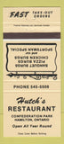 Matchbook Cover - Hutch's Restaurant Hamilton ON PEACH 30 Strike