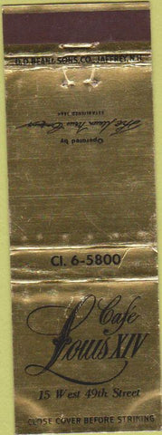 Matchbook Cover - Cafe Louis XIV New York City