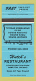 Matchbook Cover - Hutch's Restaurant Hamilton ON BLUE 30 Strike