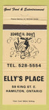 Matchbook Cover - Elly's Place Hamilton ON PEACH 30 Strike
