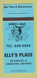 Matchbook Cover - Elly's Place Hamilton ON BLUE 30 Strike
