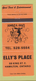 Matchbook Cover - Elly's Place Hamilton ON ORANGE 30 Strike