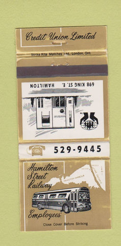 Matchbook Cover - Hamilton St Railways Employees Credit Union ON WEAR 30 Strike