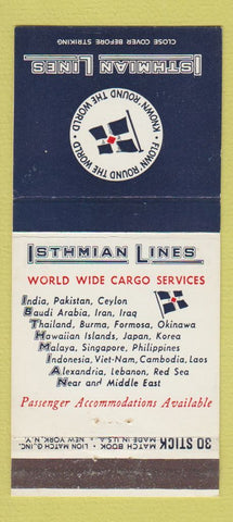 Matchbook Cover - Isthmian Lines Shipping Cargo  30 Stick