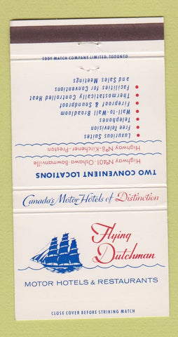 Matchbook Cover - Flying Dutchman Motor Hotel Oshawa Kitchener ON 30 Strike