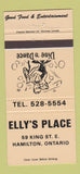 Matchbook Cover - Elly's Place Hamilton ON PEACH 30 Strike