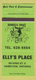 Matchbook Cover - Elly's Place Hamilton ON GREEN 30 Strike