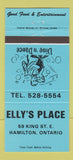 Matchbook Cover - Elly's Place Hamilton ON BLUE 30 Strike