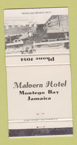 Matchbook Cover - Malvern Hotel Montego Bay Jamaica 30 Strike