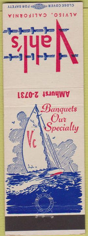 Matchbook Cover - Vahl's Alviso CA