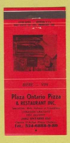 Matchbook Cover - Plaza Ontario Pizza Centre D'Achat Plaza ON 30 Strike