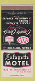 Matchbook Cover - Lafayette Motel Tallahassee FL 30 Strike