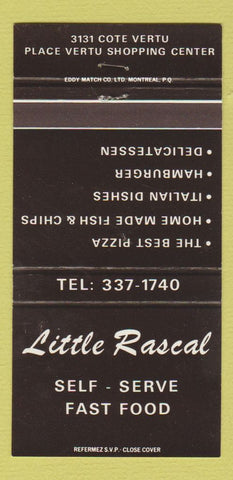 Matchbook Cover - Little Rascal Restaurant Saint Laurent QC 30 Strike