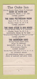 Matchbook Cover - Oaks Inn Springfield MA Tiki 30 Strike