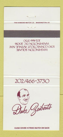 Matchbook Cover - Zuke Zeiberts Washington DC 30 Strike