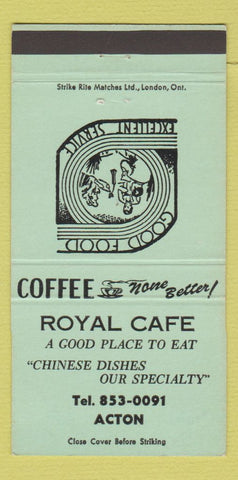 Matchbook Cover - Royal Cafe Acton NB Chinese 30 Strike