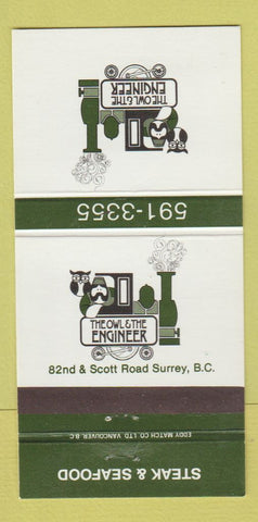 Matchbook Cover - Owl and the Engineer Surrey BC 30 Strike