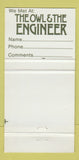 Matchbook Cover - Owl and the Engineer Surrey BC 30 Strike