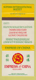 Matchbook Cover - Empress of China Chinese Restaurant Hamilton ON 30 Strike
