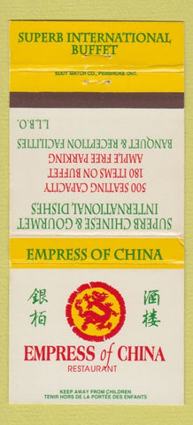 Matchbook Cover - Empress of China Chinese Restaurant Hamilton ON 30 Strike