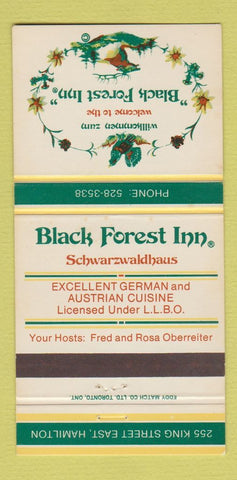 Matchbook Cover - Black Forest Inn Hamilton ON 30 Strike