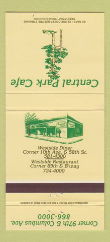 Matchbook Cover - Central Park Cafe New York City 30 Strike