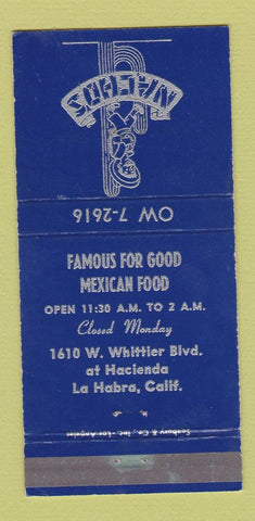 Matchbook Cover - Nacho's Mexican Food LA Habra CA 30 Strike