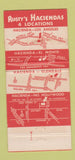 Matchbook Cover - Rusty's Haciendas Los Angeles North Hollywood CA 30 Strike