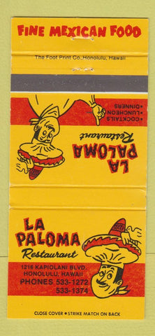 Matchbook Cover - La Paloma Restaurant Honolulu Hawaii 30 Strike