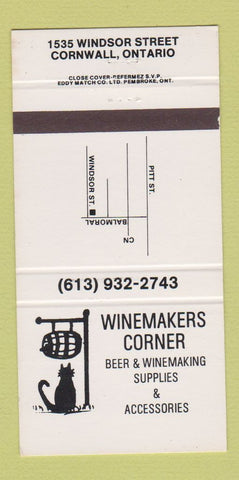 Matchbook Cover - Winemakers Corner Cornwall ON 30 Strike