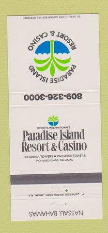 Matchbook Cover - Paradise Island Resort Casino Nassau Bahamas 30 Strike