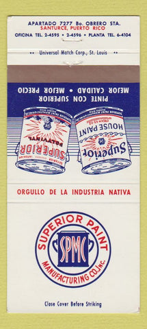 Matchbook Cover - Superior Paint Santurce Puerto Rico 30 Strike