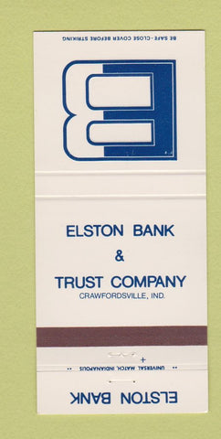 Matchbook Cover - Elston Bank and Trust Crawfordsville IN 30 Strike