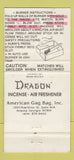 Matchbook Cover - Dragon Incense Air Freshener Atlanta GA 30 Strike