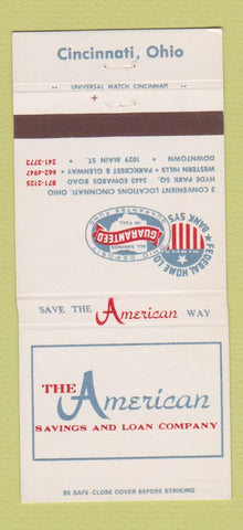 Matchbook Cover - The American Savings and Loan Company Cincinnati OH 30 Strike