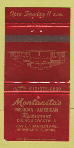 Matchbook Cover - Montanita's Mexican Restaurant Minneapolis MN WEAR 30 Strike