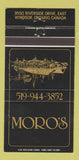 Matchbook Cover - Moro's Windsor ON 30 Strike