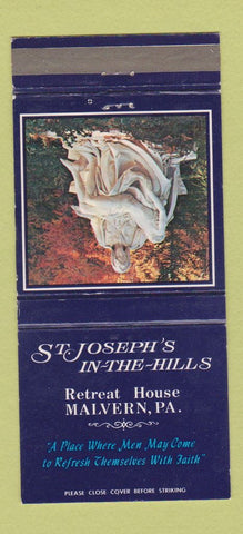 Matchbook Cover - St Joseph's in the Hills Malvern PA Retreat House 30 Strike